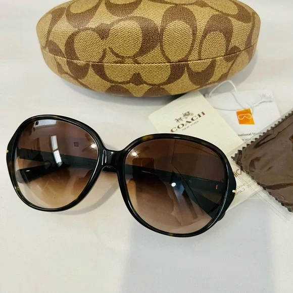 COACH SUNGLASSES BAILEY 8118 500113 60MM TORTOISE FRAME BROWN GRADIENT LENSES - Picture 3 of 7